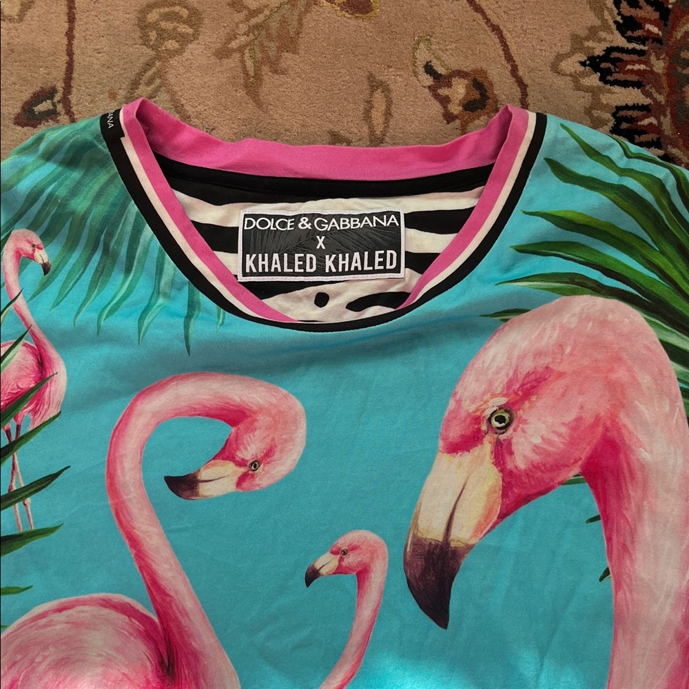 Dolce & Gabbana x Khaled Khaled Pink Flamingo Blue Tee
